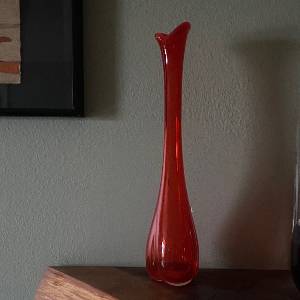 Vintage Red Kreiss Swung Vase